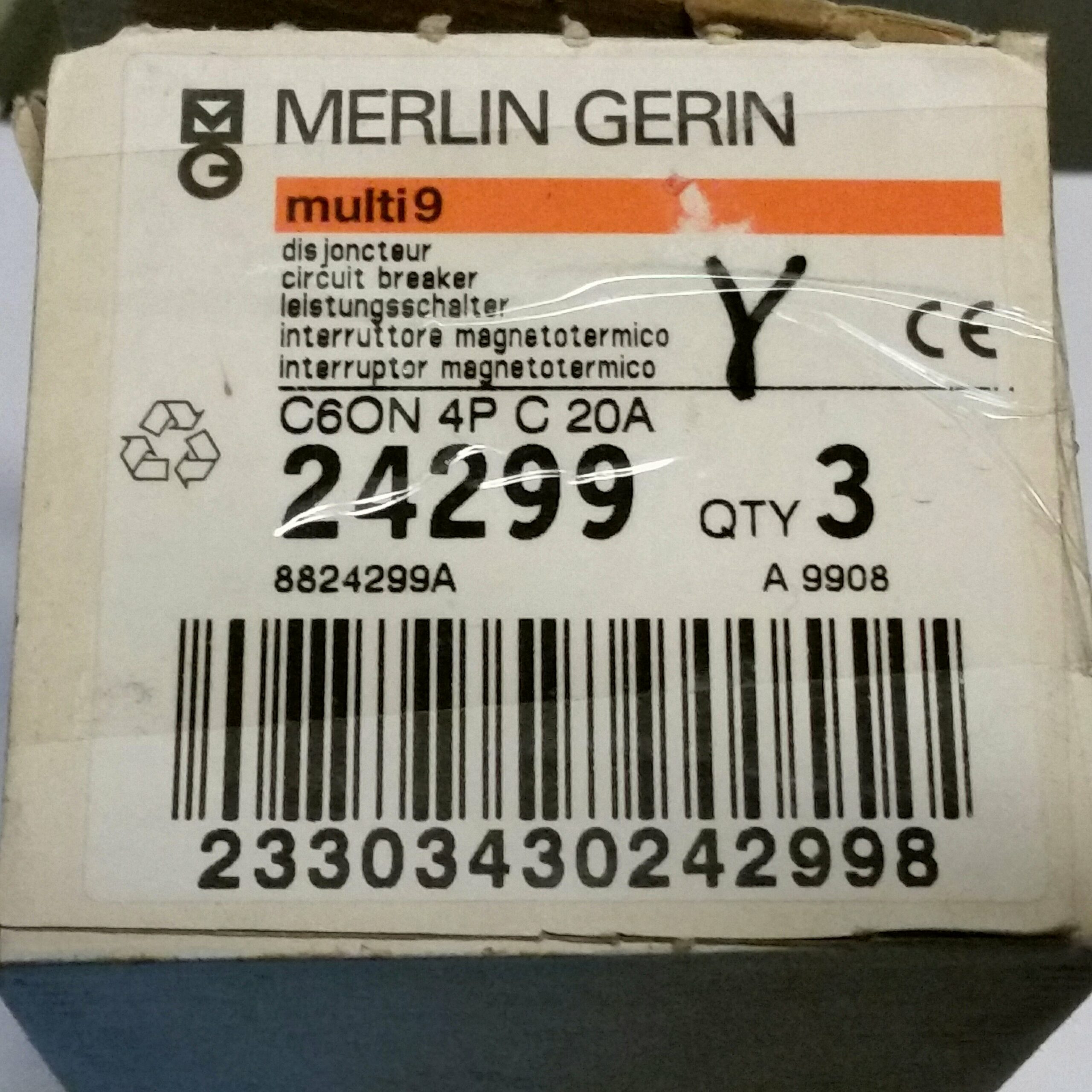 MERLIN GERIN SCHNEIDER 24299 interruttore magnetotermico MERLIN GERIN C60N 20A 6kA 4P - immagine 2