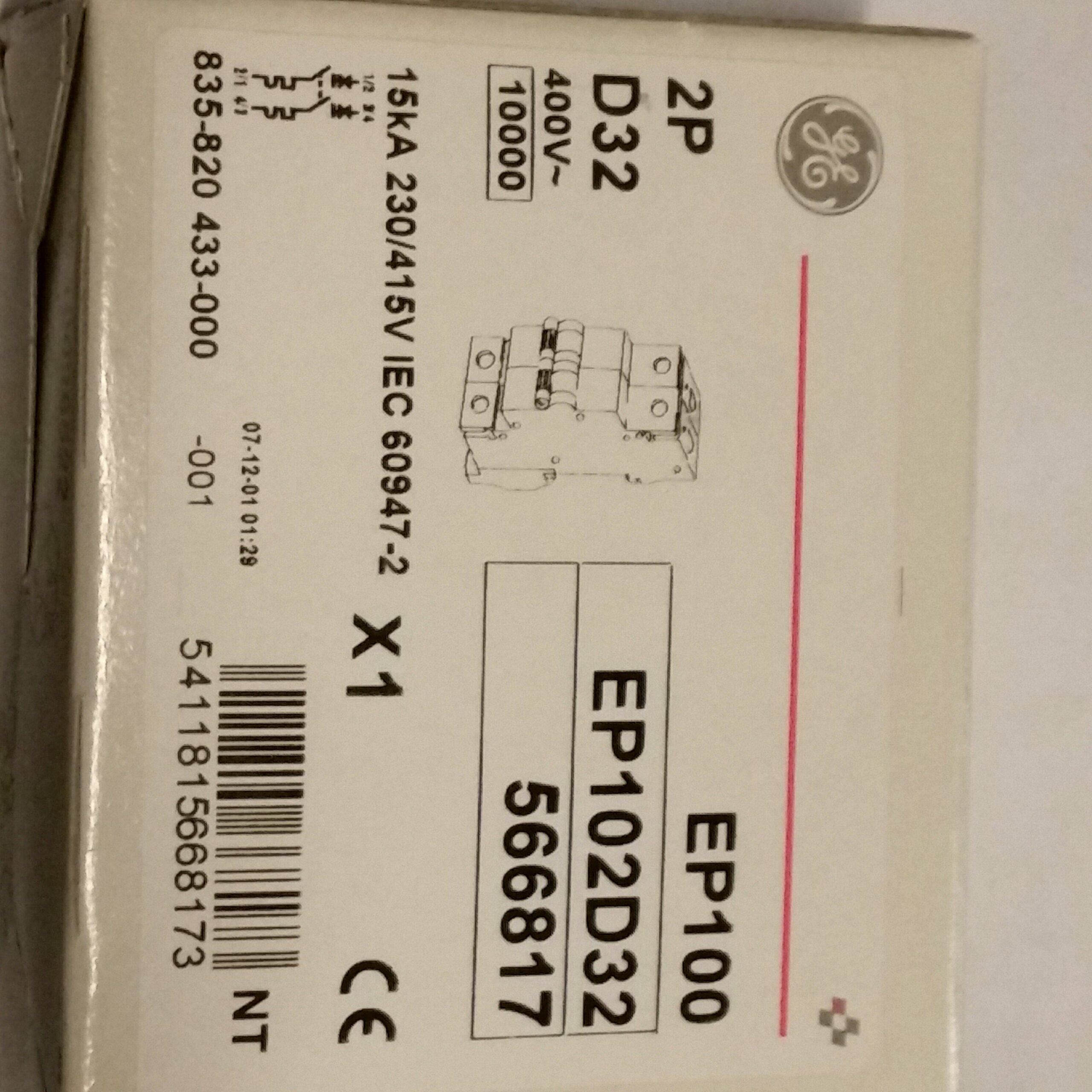 GENERAL ELECTRIC566817 Interruttore magnetotermico 32A 10/15kA 2 poli - immagine 2