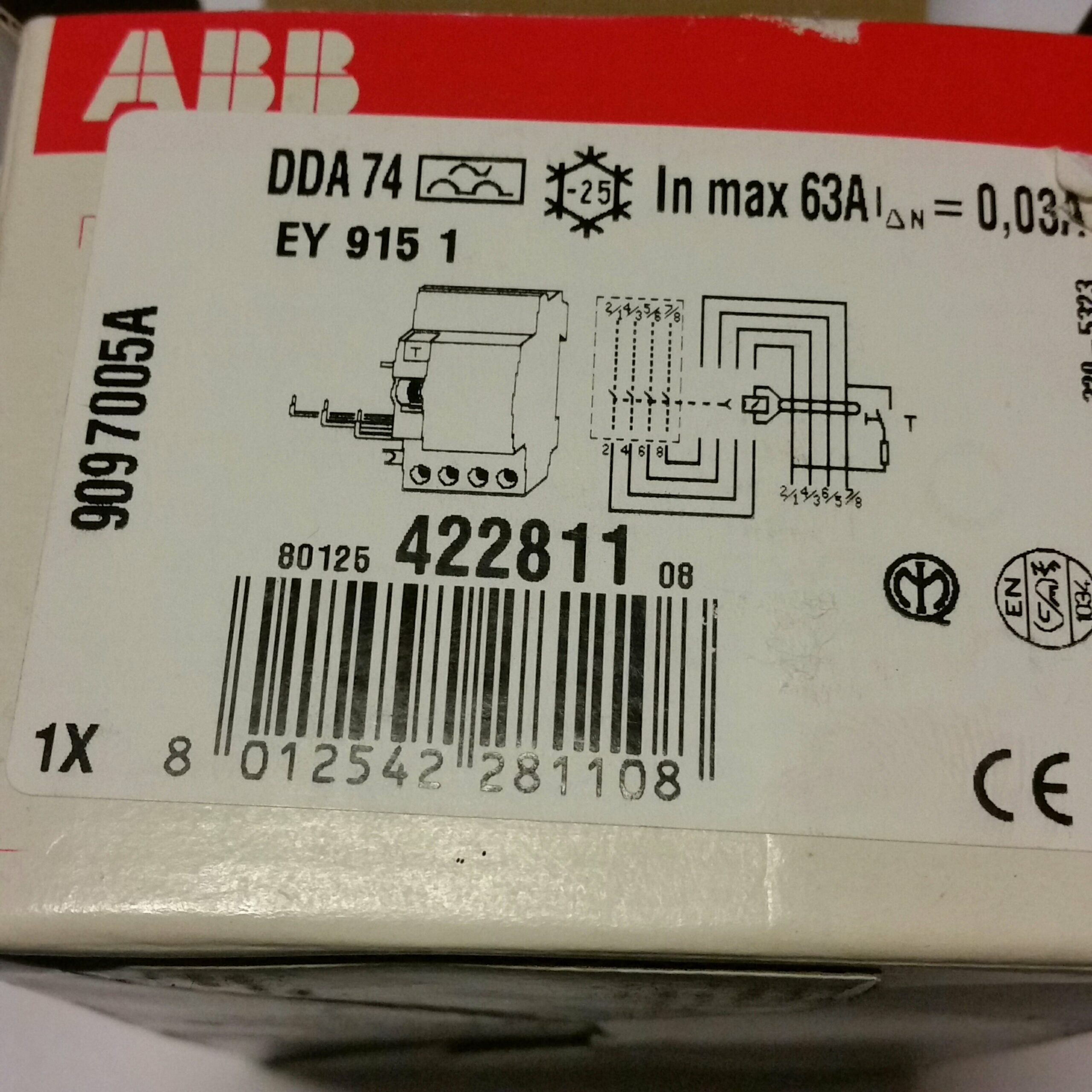 ABB EY 915 1 Blocco differenziale ABB max 63A 0,03A - immagine 2