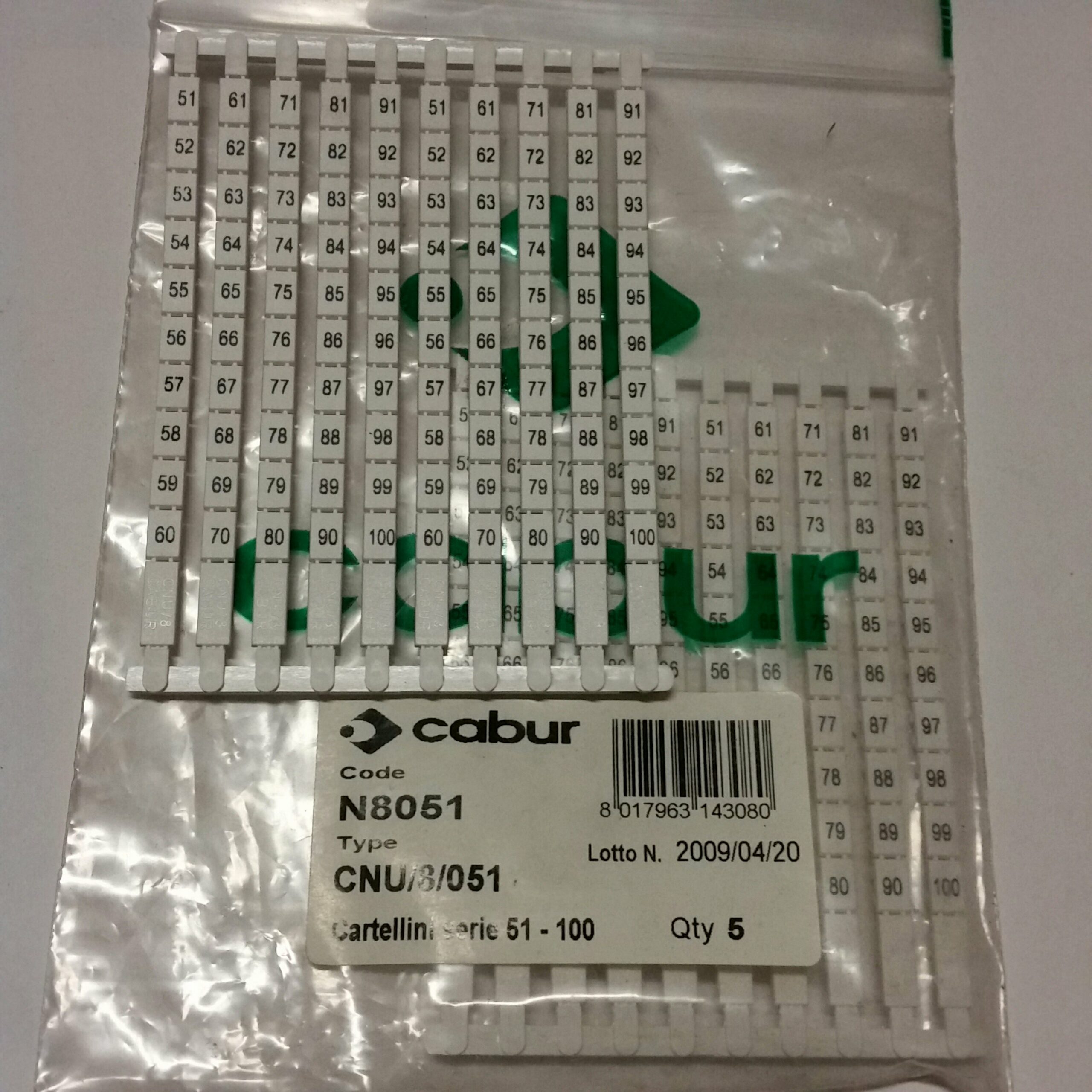 CABUR N8051 Cartellini CABUR 51-100