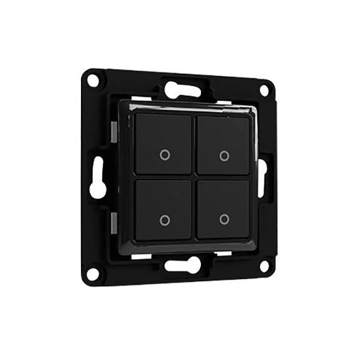 Shelly Wall Switch 4 - Pulsanti filari da parete 4 tasti nero con supp relè