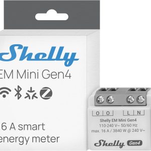 Shelly EM Mini Gen4 – Misuratore di Energia Smart 16A | WI-Fi+Bluet+Zigbee+Matt